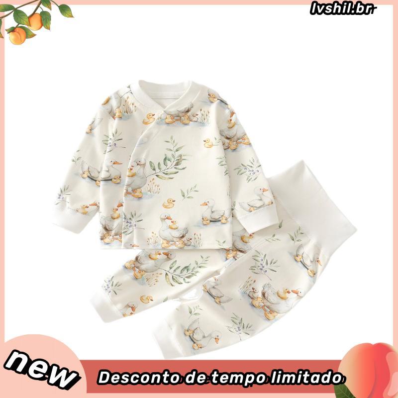 Roupas de bebê Roupas de bebê Classe a Algodão puro Quatro estações Terno dividido para bebê Cintura alta Proteção para 