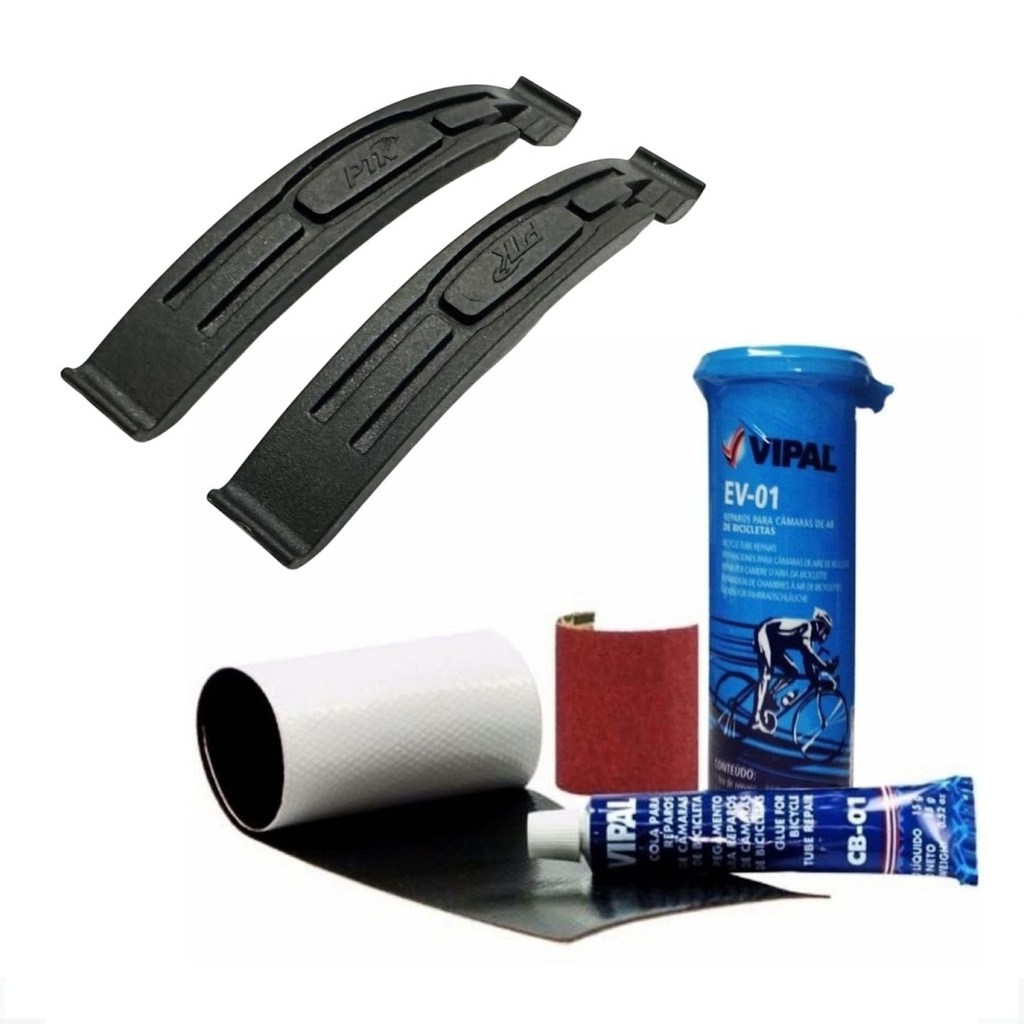 02 Espátulas Reforçadas Nylon Trocar Pneu Bike + Estojo Reparo Rápido Pneu Bike