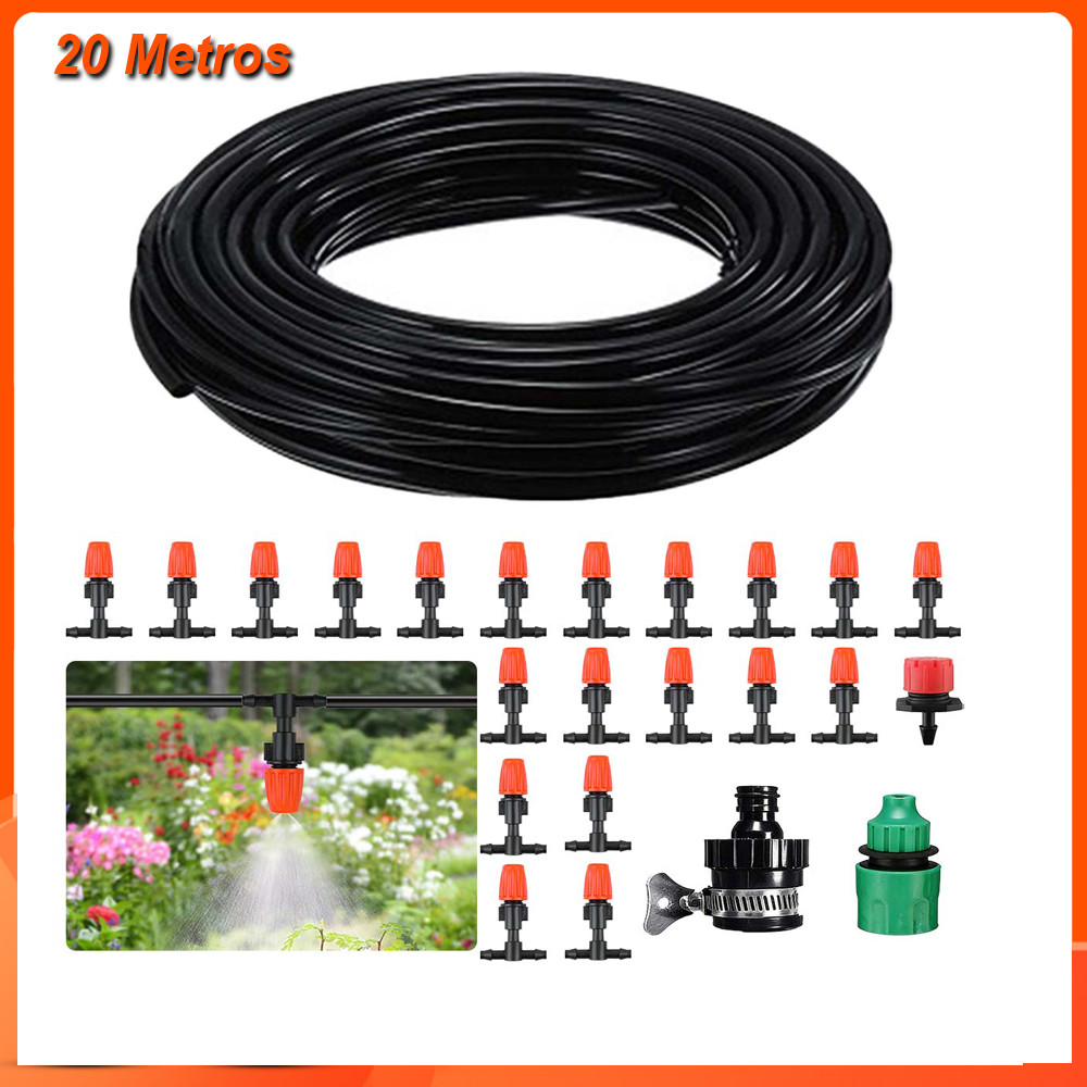 20 metros Mangueira de irrigação por gotejamento tubo de PVC para gramado de jardim por 20 pontas de irrigação