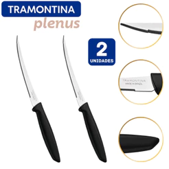 Kit Faca Tramontina Tomate 2 Unidades Lâmina Aço Inox Preto