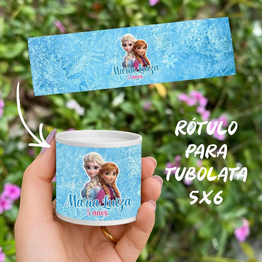Rótulo Adesivo Personalizado Frozen para tubolata 5X6 Lembrancinhas Mimos de Aniversário