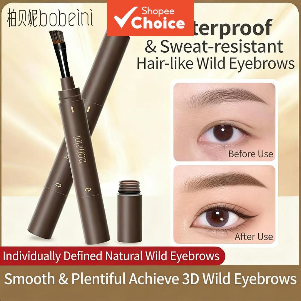 Baibeini Caneta Pomada para Sobrancelhas 3D, Lápis de Sobrancelha à Prova d'Água com Pincel, Traço de Cabelo Natural,