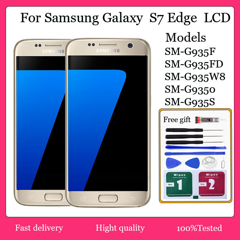 O AMOLED original é adequado para o Samsung Galaxy S7 Edge LCD G935F G935FD, digitalizador de tela sensível ao toque FMZ