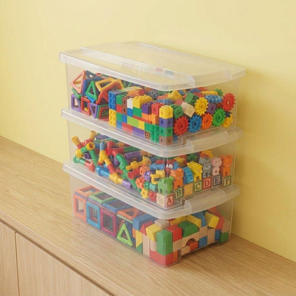 Kit 3 Caixas Organizadoras Empilháveis Multiuso Brinquedos Sapatos Ferramentas Papelaria Geladeira Despensa Plasútil