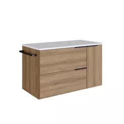 Gabinete de Banheiro Suspenso 80cm com 1 Toalheiro 2 Portas e 1 Gaveta Mel/Branco - BH8020MB