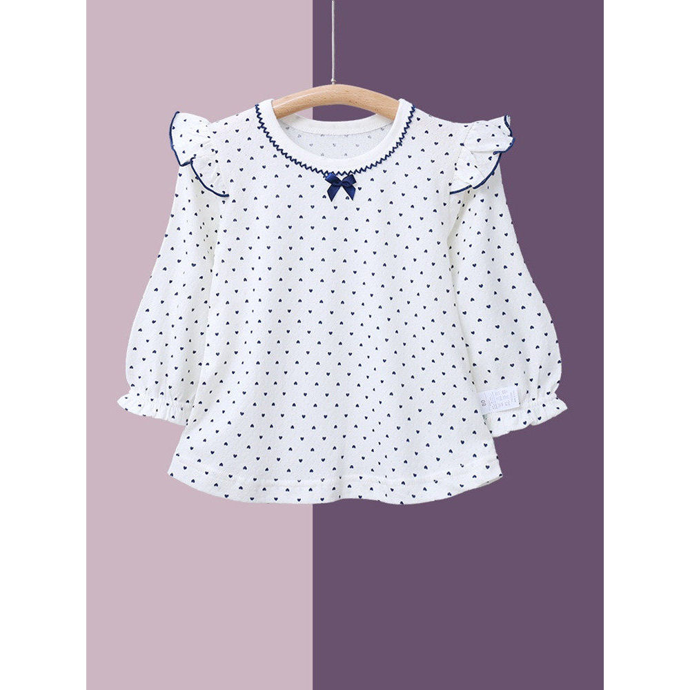 Crianças doce princesa manga comprida camiseta topo primavera verão outono estilo fino puro algodão bebê menina camisa d