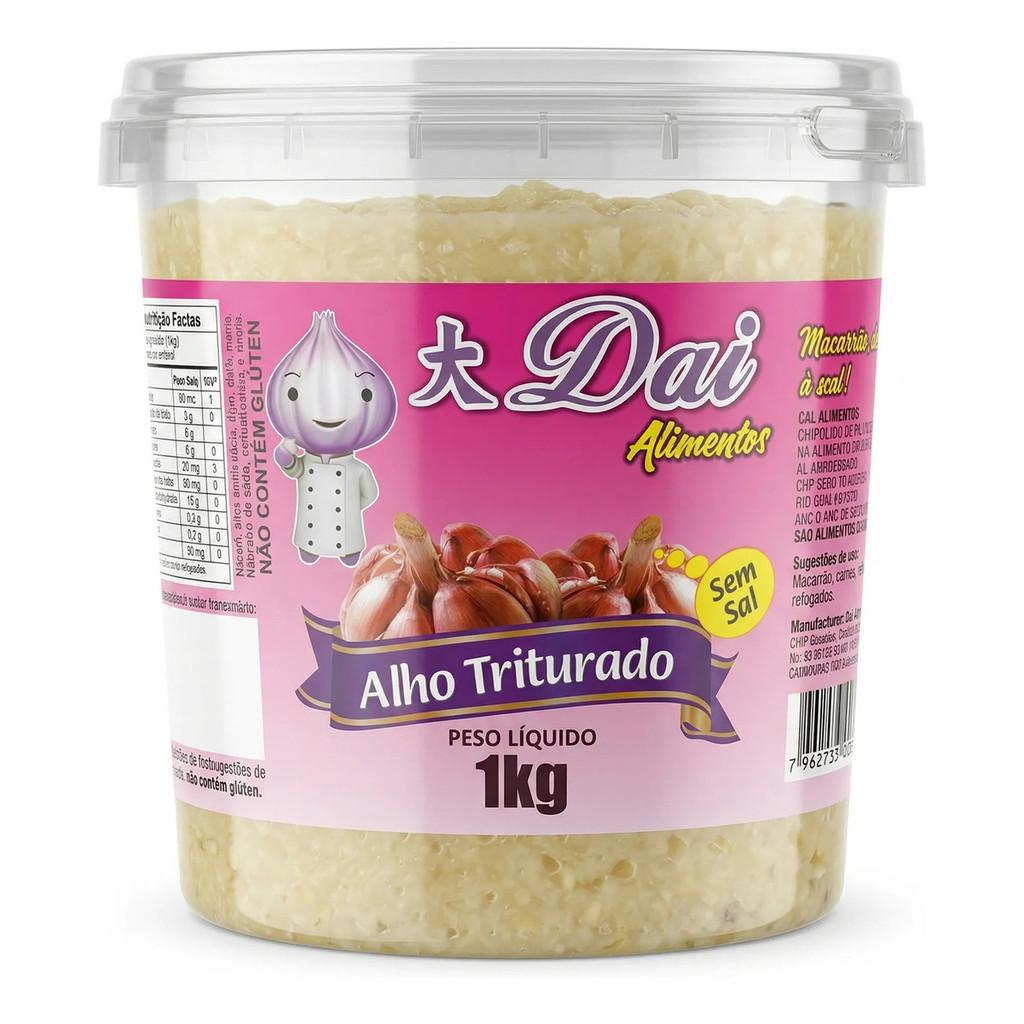 Alho Triturado Premium Sem Sal 1kg Pronto Para Uso