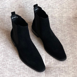 Botas Martin britânicas masculinas casuais com forro de lã Botas gerais de couro genuíno Chelsea Botas masculinas de cou