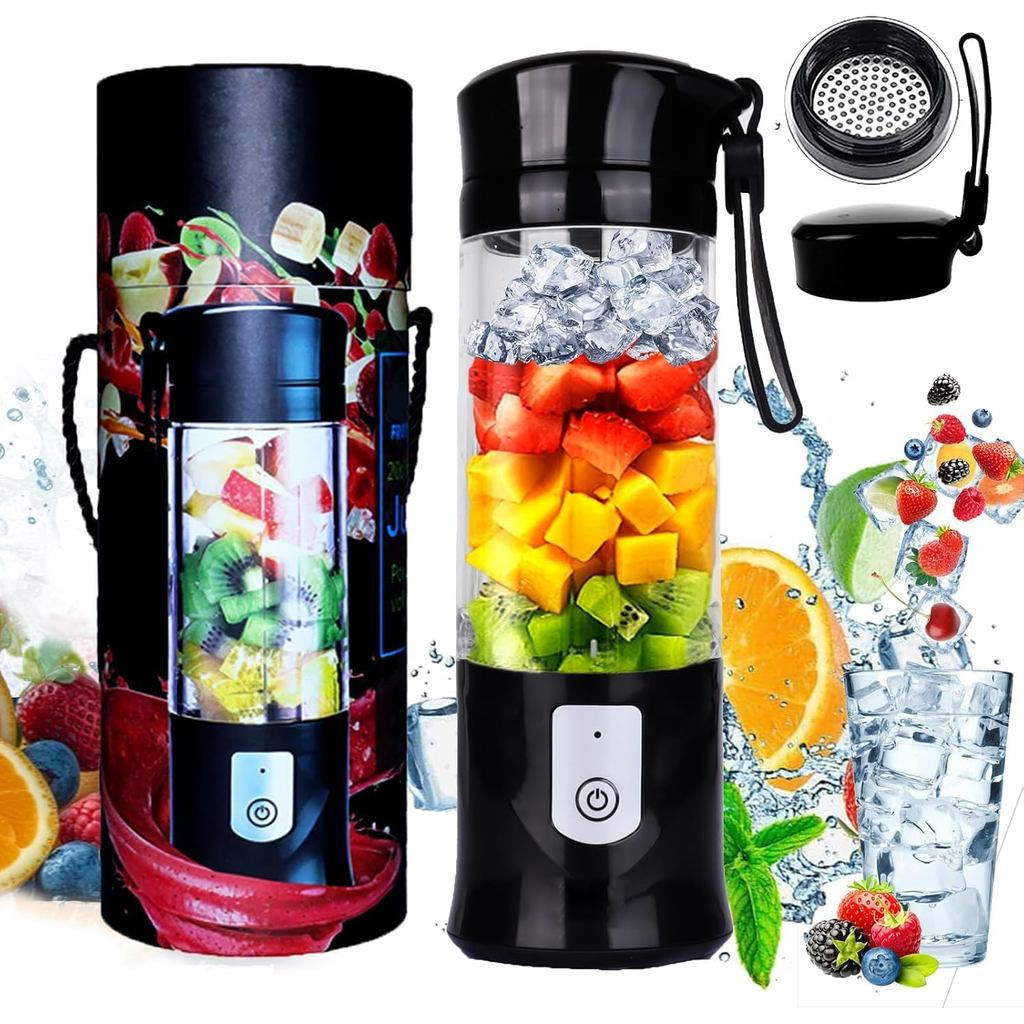 Liquidificador Pessoal Portátil, Copo Liquidificador Sem Fio de 13OZ, 6 Lâminas Serrilhadas com Filtro, Recarregável por