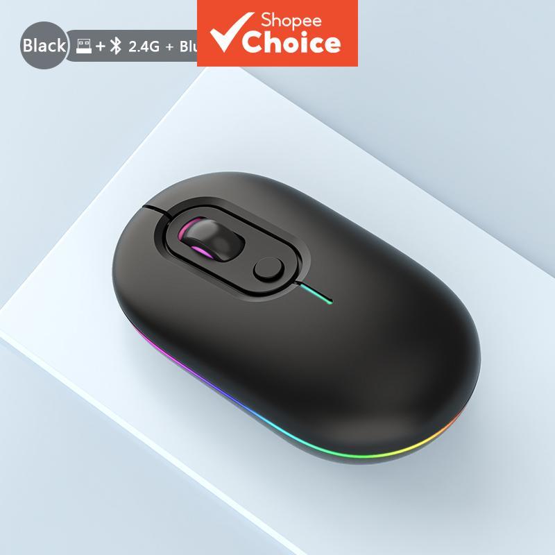  Mouse sem fio para notebook/PC Bluetooth, RGB recarregável, mouse silencioso …