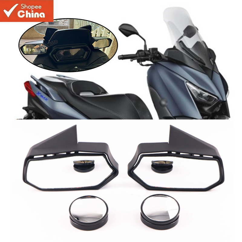 Novos Acessórios para Yamaha XMAX 300 X-MAX300 2023 2024, Espelho Retrovisor Frontal Modificado com Amplo Campo de Visão