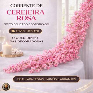 Corrente De Cerejeira Artificial 180cm / 135 Flores Decorativa Flor Artificial Trepadeira