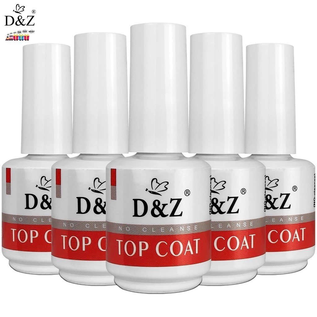 Kit 5,4,3,2 Top Coat D&Z Unhas em Gel Porcelana Acrigel Fibra de Vidro Finalizador de Unha