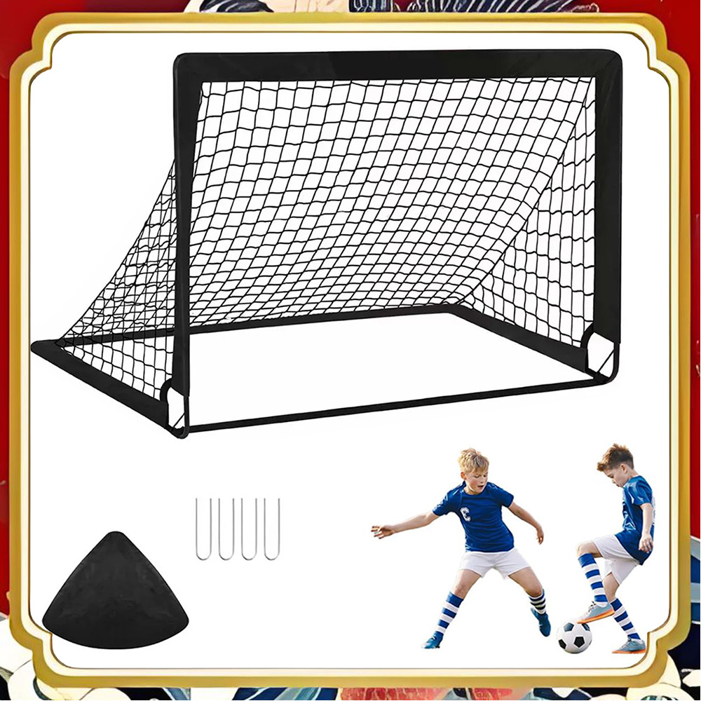 Objetivo de treinamento de futebol preto portátil com terra Unhas Armazenamento Bolsa Conjunto doméstico ao ar livre