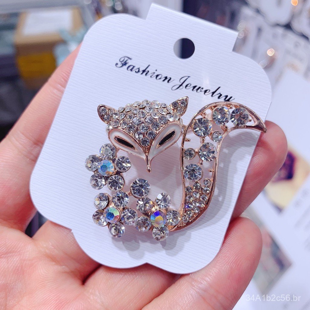 Broche feminino estilo coreano em formato de raposa, acessório para suéteres, casacos, bolsas, cardigans e roupas com mo