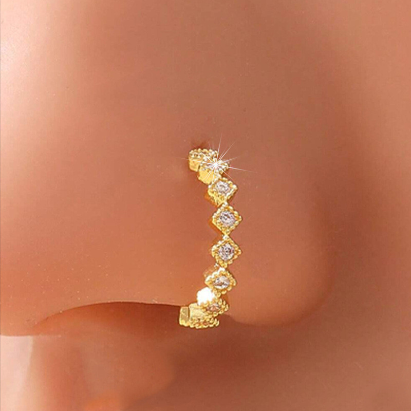 Piercing de nariz com diamante brilhante, muito vendido e popular, piercing de nariz com zircônia multi-elementos, pierc