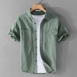 Ami cáqui verão camisa de manga curta masculina ferramentas japonês Casual masculino puro algodão camisa masculina na mo