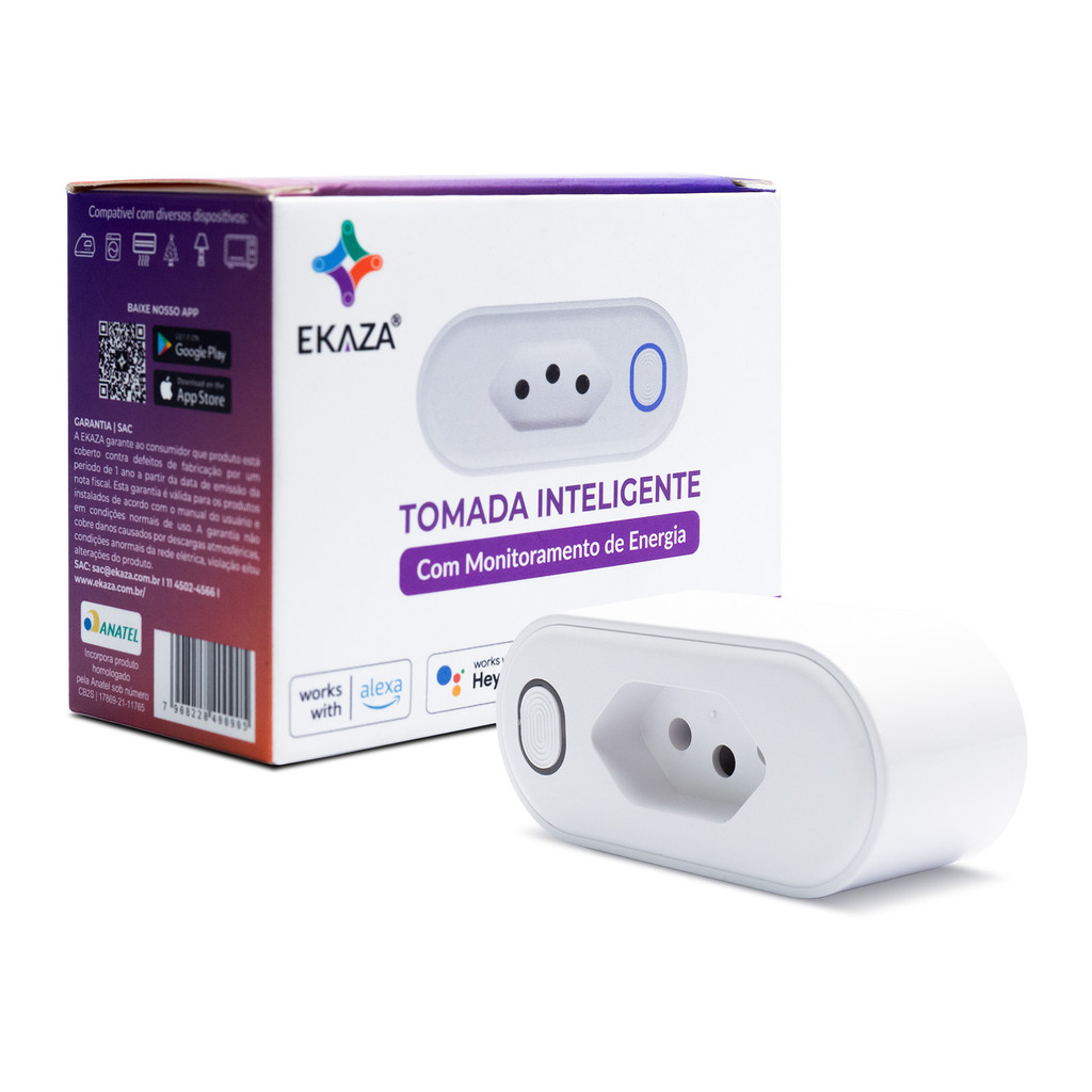 Tomada Inteligente Wifi 20A com Medição Ekaza Smart Alexa e Google