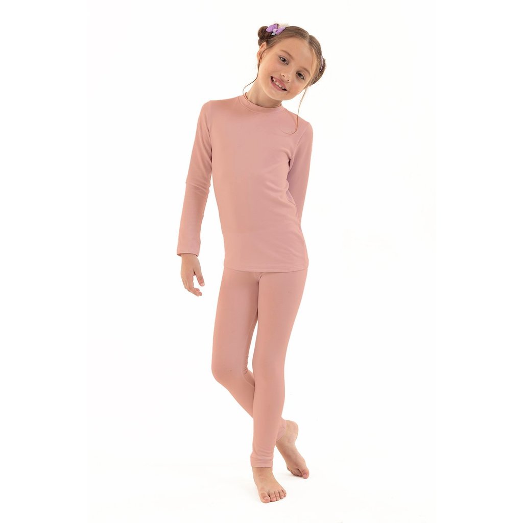 Conjunto Térmico de Inverno Confortável Básico Infantil Menina - Pêssego