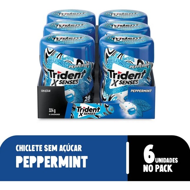 Chiclete Trident X Senses Hortelã Com 6 Unidades De 54g