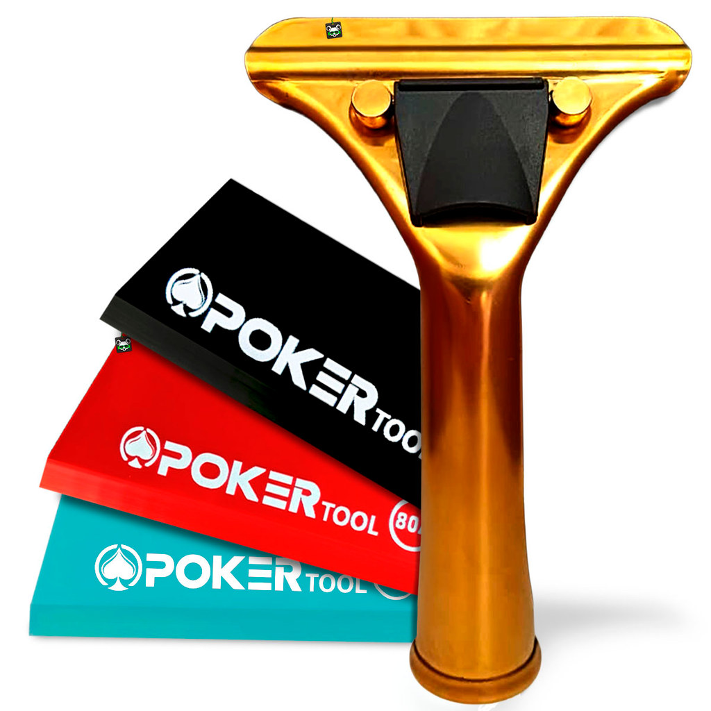Kit Rodinho Dourado Premium + 3 Borrachas Silicone Insulfilm Envelopamento Adesivo 15cm Poker Tool