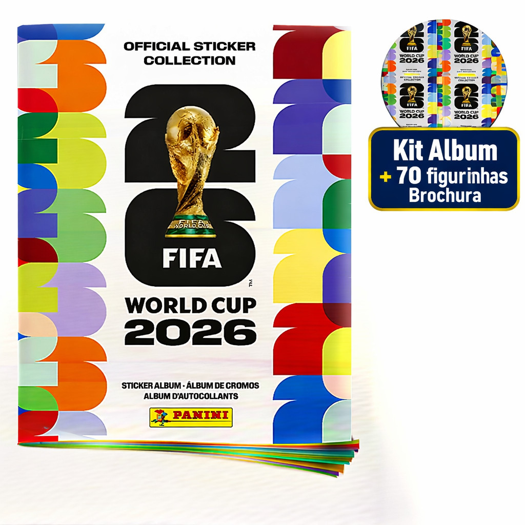 Album Oficial Copa do Mundo 2026 Complete seu álbum - Album Capa Mole + 70 Figurinhas