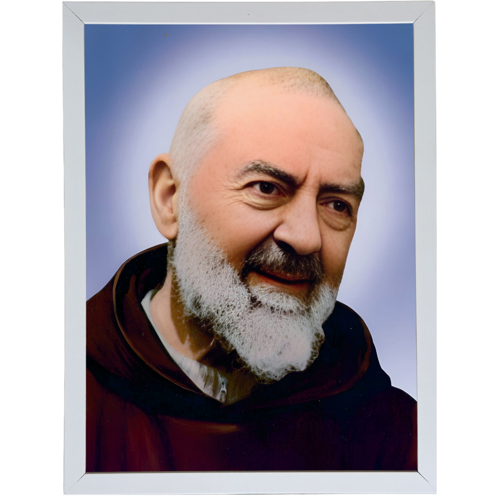 Quadro Decorativo Religioso 33x45 São Padre Pio Mold Branca