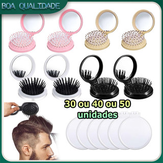 Kit 30/40/50 Pente de viagem com espelho pente portátil redondo mini dobrável pente de viagem compacto