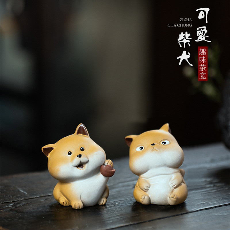 Yihe Zisha filhote de cachorro chá Pet Boutique pode levantar criativo zodíaco sorte bonito Shiba Inu cão mesa de chá jó