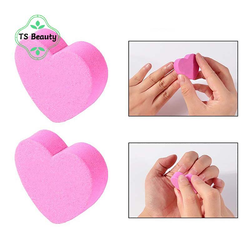 TS Moda 20/50 Pçs Forma De Coração Esponja Lixa De Unhas Dupla Face Buffer Polimento Lixar Pedicure Ferramenta Gel Polon