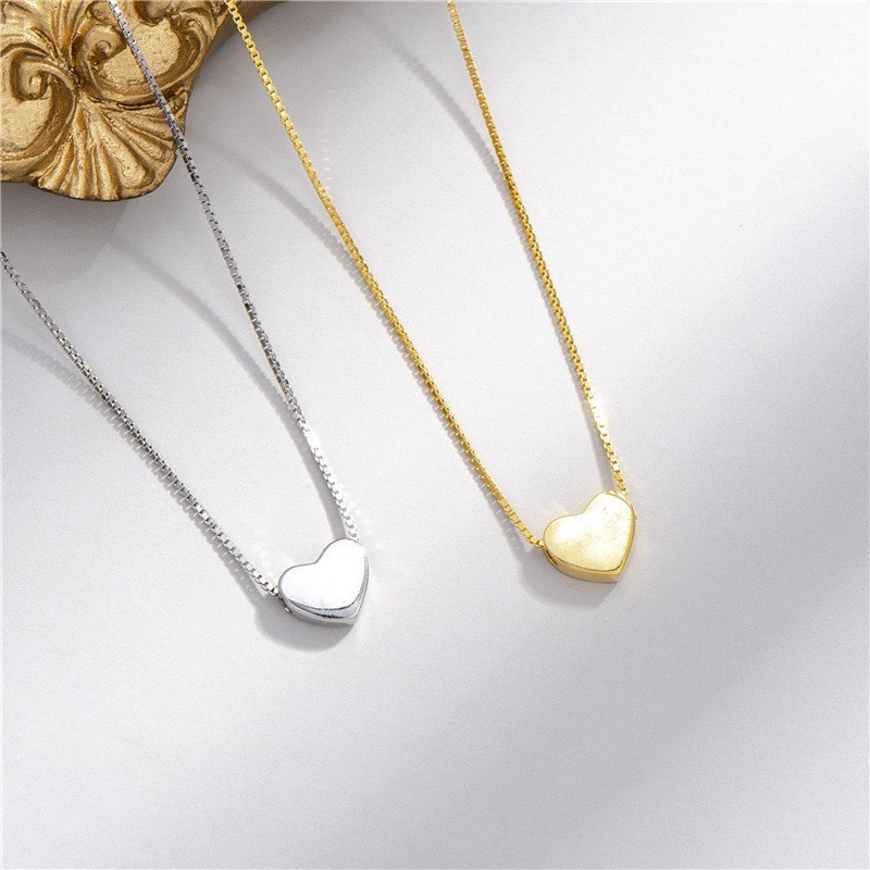 Colar minimalista mini coração sólido Folheado à prata 925 e ouro 18k