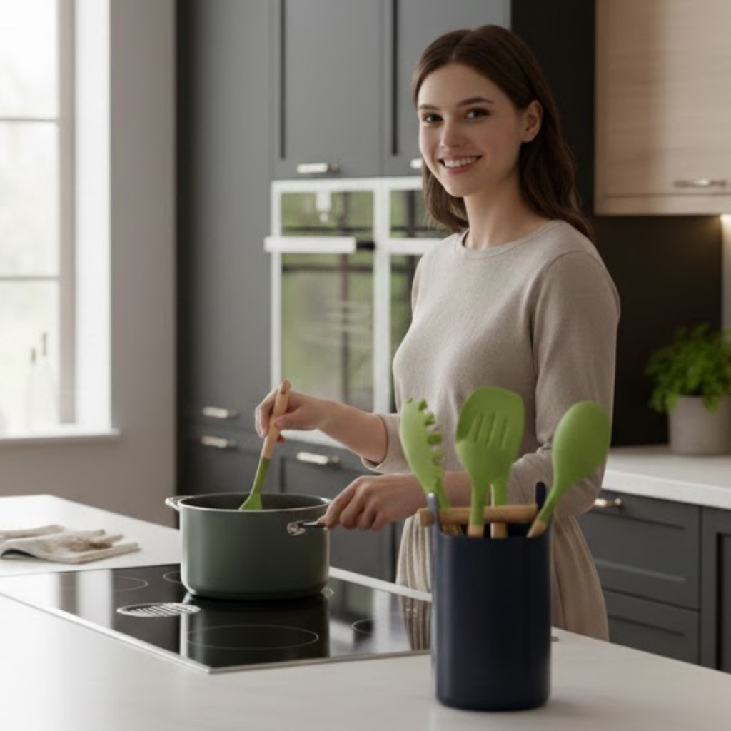 Organizador De Plástico Multiuso Para Utensílios Versatil Com Alça Cor Preto Arthi