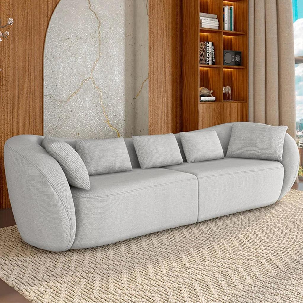 Sofá 3 Lugares 272cm Orgânico Pé Madeira Yume Linho Gelo Z55 – Mpozenato