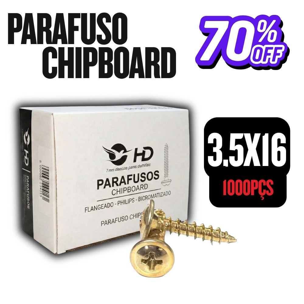 Parafusos Chipboard 3,5x16 Flangeado Phillips HD 1000 Unidades em Oferta na Shopee