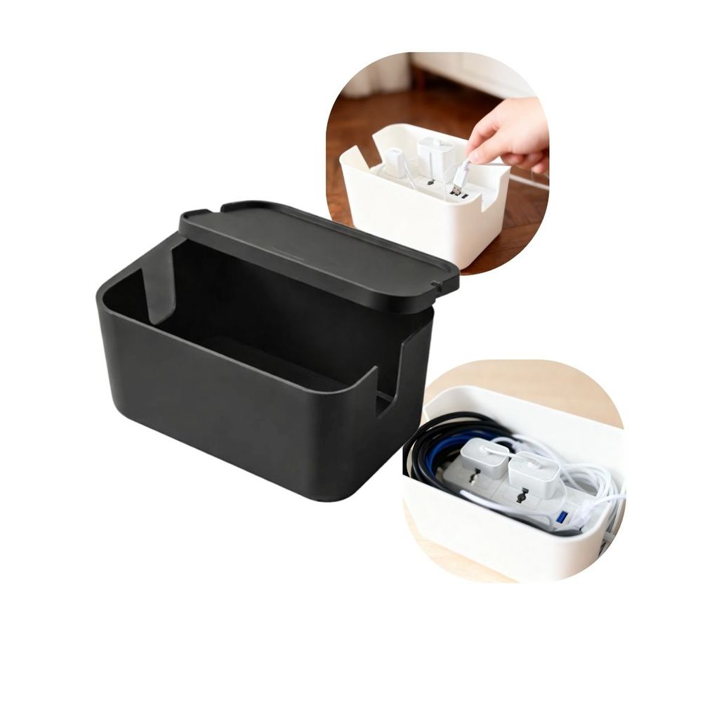 Organizador De Cabos e Extensões Com Tampa Moderna Para Mesa Rack Escritório e Home Office