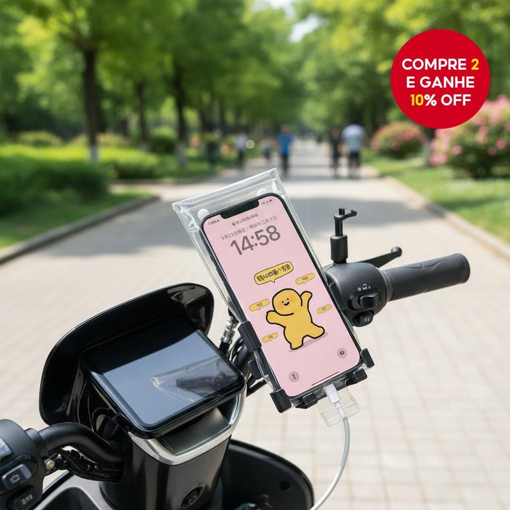  Bolsa Impermeável para Celular de Motocicleta com Bateria Recarregável para Entregadores