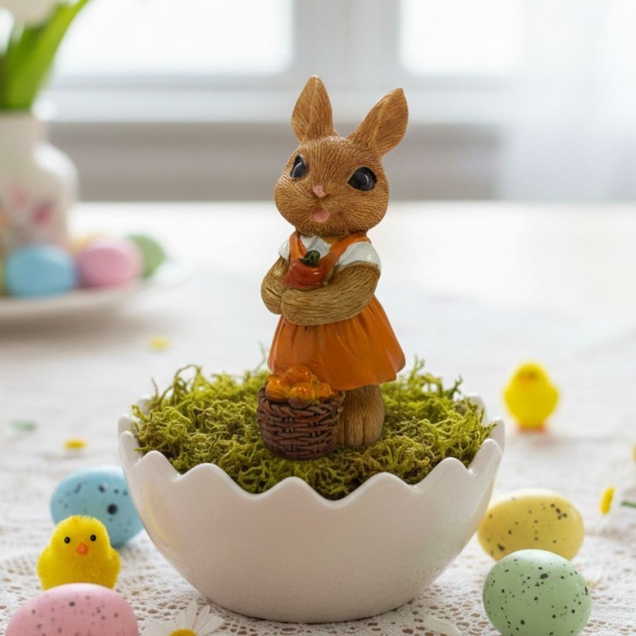 Enfeite Decorativo de Páscoa em Resina - Coelhinho Menina - 9x6x4cm - 1 unidade - Rizzo em Oferta na Shopee