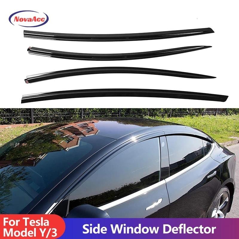 Para Tesla Modelo 3 Y Defletor De Ventilação Ventshade Ventvisor Janela Lateral Protetores De Chuva Viseiras Guarda Aces
