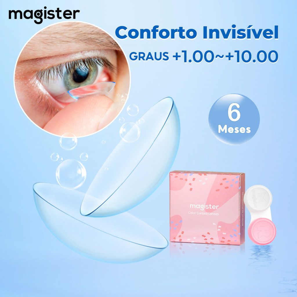 [+1.00~+10.00] Magister Hyperopia Lentes De Contato Com Grau De Prescrição Transparentes 14mm 2 Unidades/Par