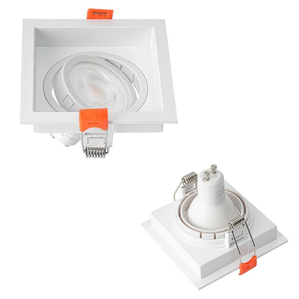 Spot De Embutir Mr16 Dicroica Quadrado Recuado Branco + Lampada Led MR16 7w Soquete Gu10