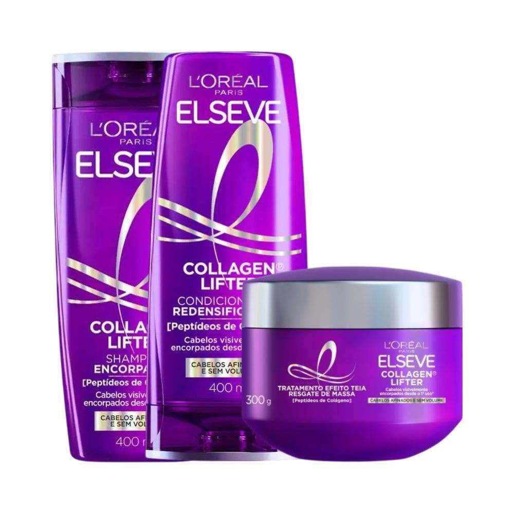 Kit Elseve Collagen Lifter Shampoo + Condicionador + Máscara 400ml em Oferta na Shopee