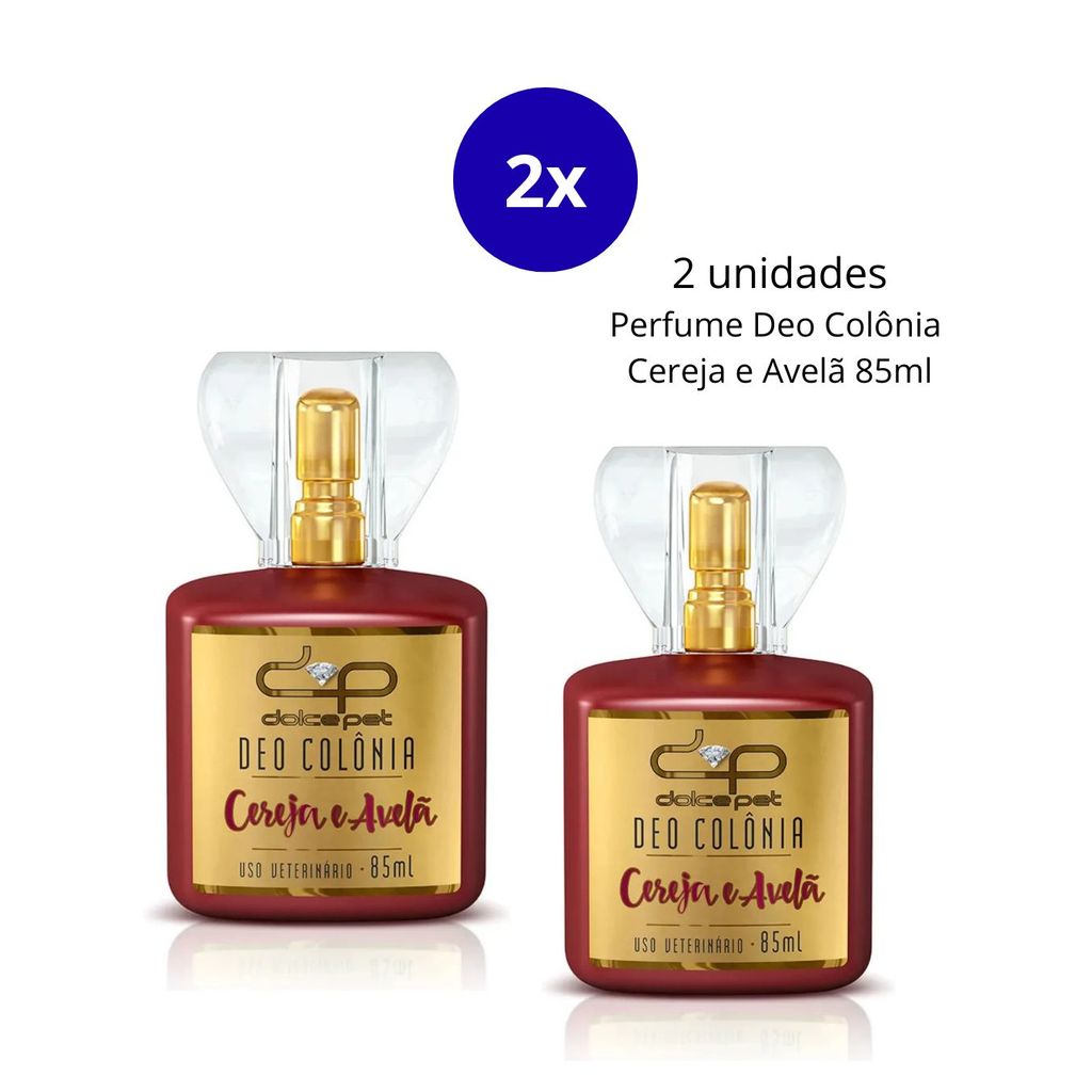 KIT 2 Perfume Colônia para Cães Gatos Dolce Pet Cereja Avelã 85ml