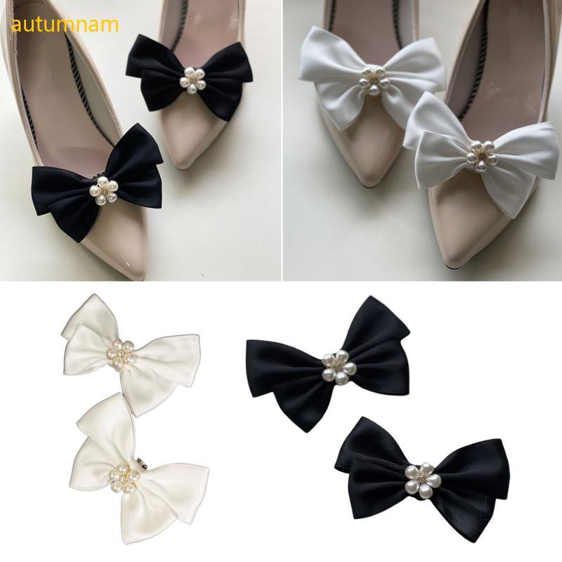 Autumnam Bowknot Sapatos Clipe Removível Sapato Decorativos Acessórios Pérolas Decorações Casamento