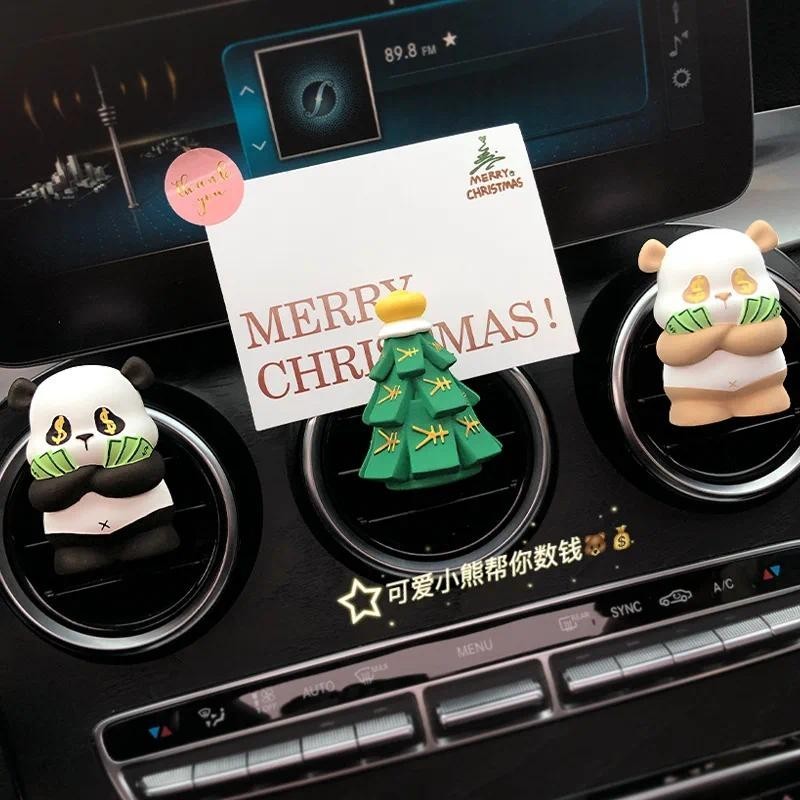 Bonito Dos Desenhos Animados Dinheiro Panda Carro Perfume Aromaterapia Fragrância Ornamento Clipe Acessórios De Decoraçã