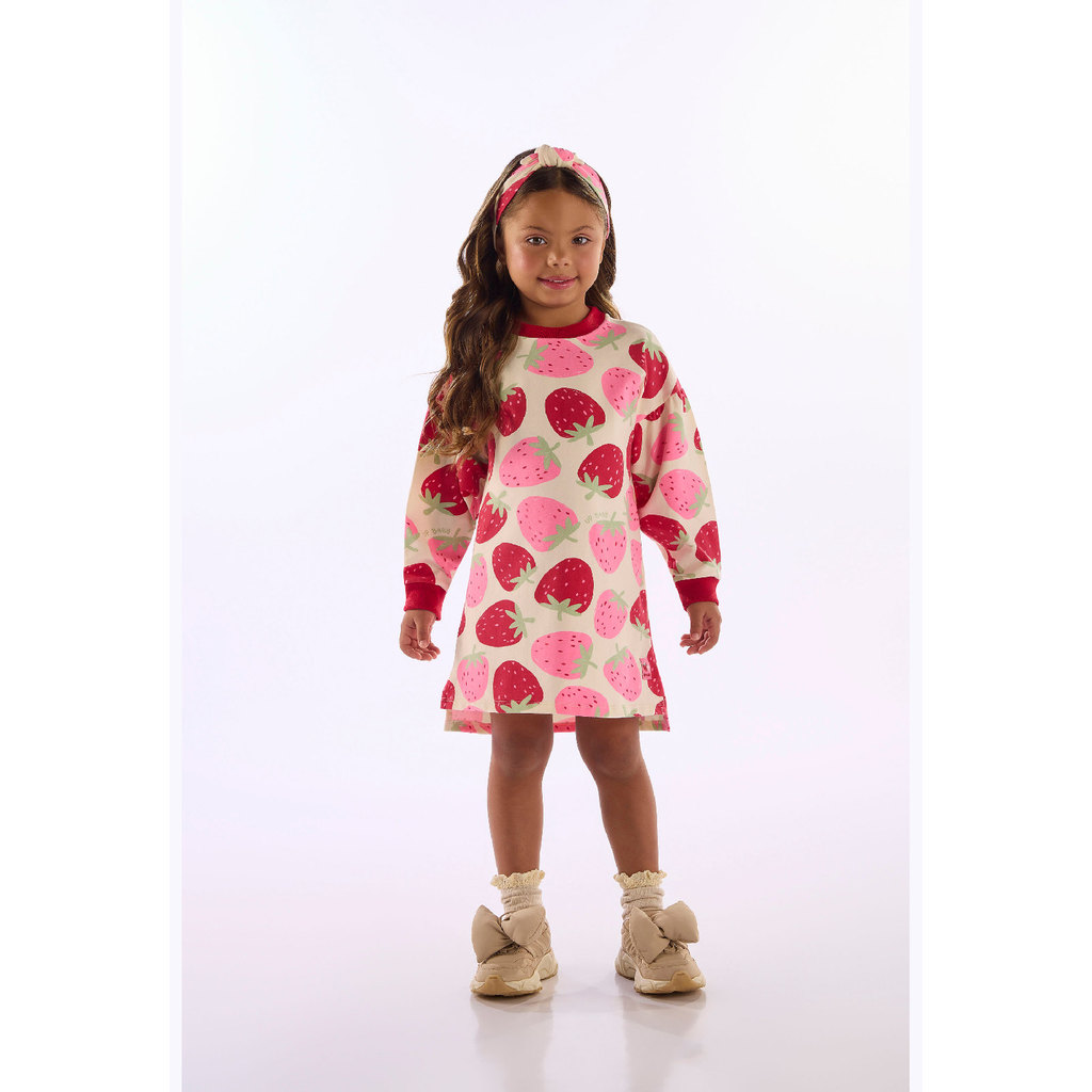 Vestido Menina Estampa Morangos Up Baby