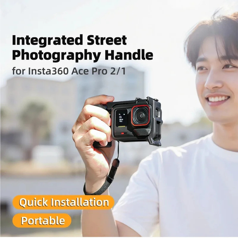 SUNNYLIFE Kit de Suporte de Mão para Insta360 Ace Pro 2/Ace Pro, Suporte de Mão com Liberação Rápida, Gaiola Protetora c