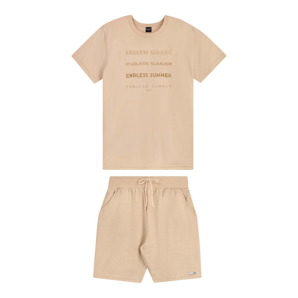 Conjunto Juvenil Menino Verão Beats Bege em Oferta na Shopee