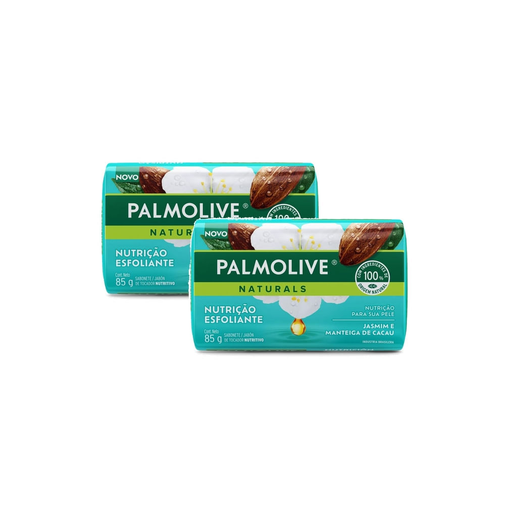 Kit 2 Sabonete Palmolive Naturals Nutrição Esfoliante Jasmim e Manteiga de Cacau 85g em Oferta na Shopee