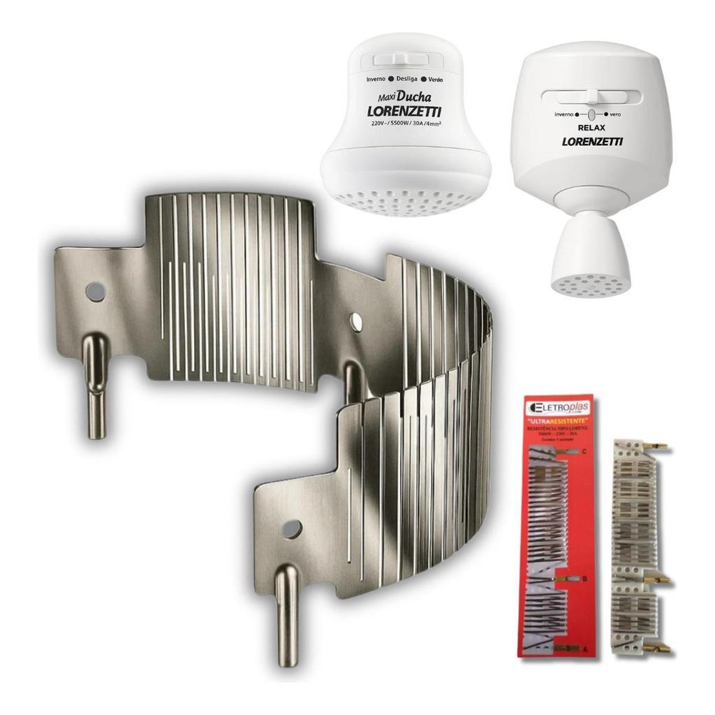 Kit 2 Resistência Maxi Ducha Ultra Banho Loren Bello Relax 220v 5500w Elétrica Chuveiro Torneira Compatível Lorenzetti