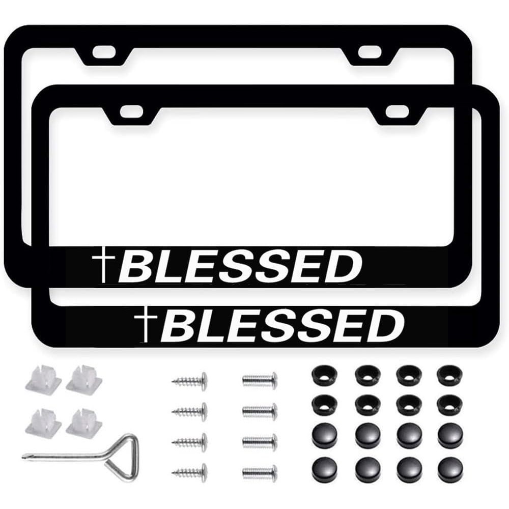 2 Pacotes De Moldura De Placa De Licença Com Textura De Fibra De Carbono Preta , Estrutura De Etiqueta De Carro De Liga 